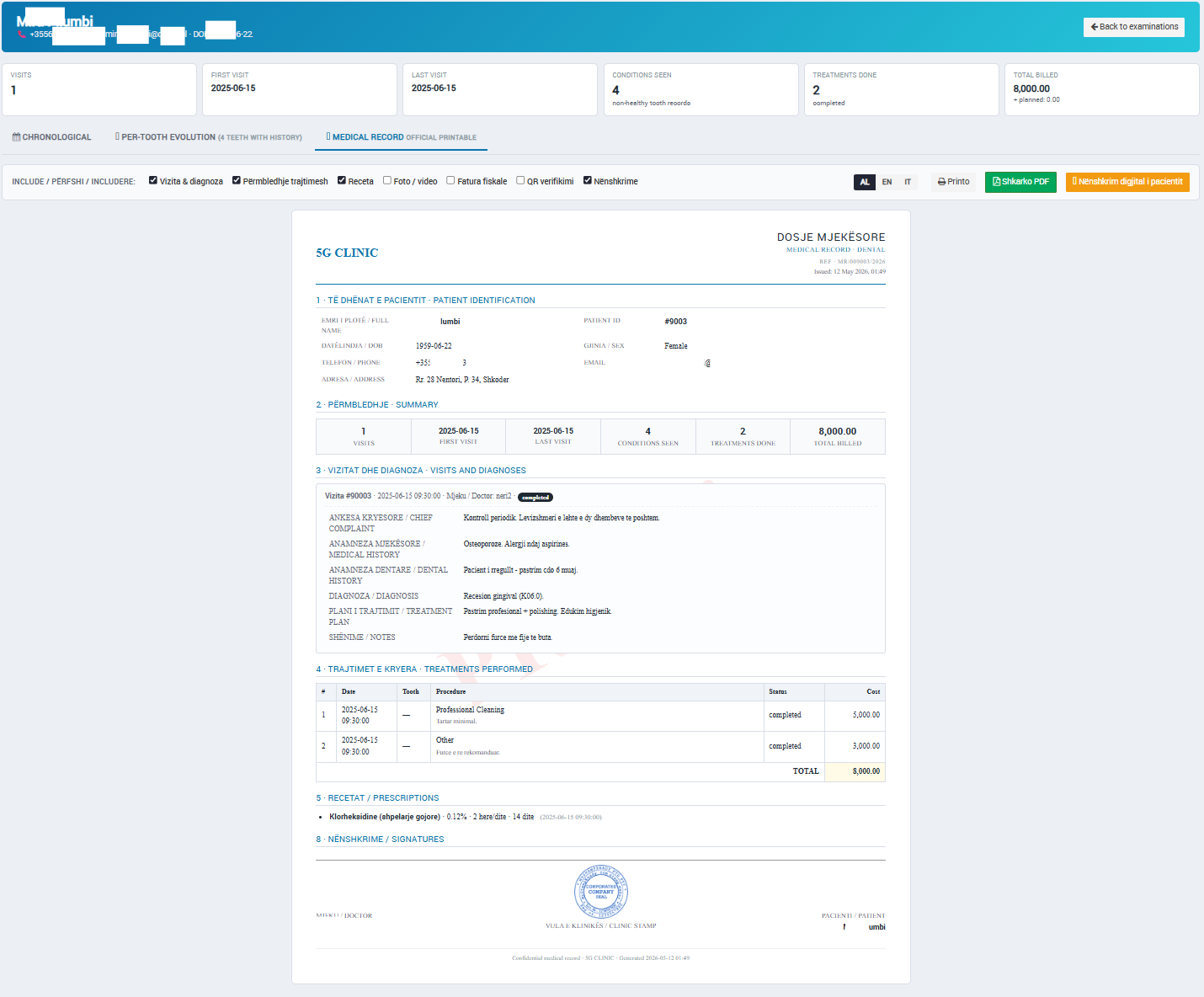 Patient medical record